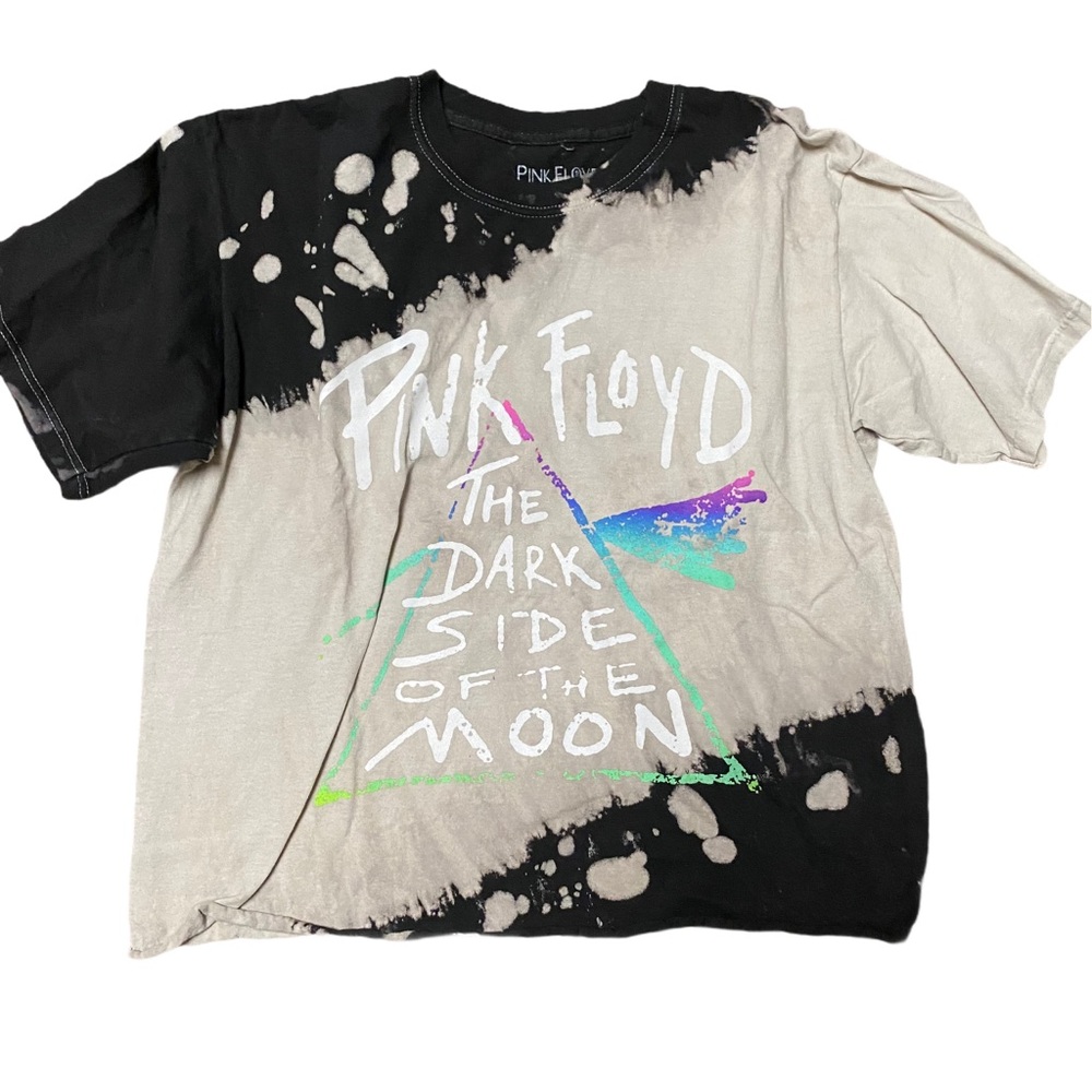 Pink Floyd Bleach Tie Died Large Cropped T shirt
